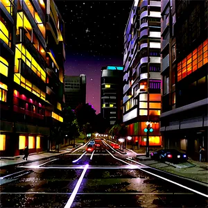 Nighttime City Street PNG Aud