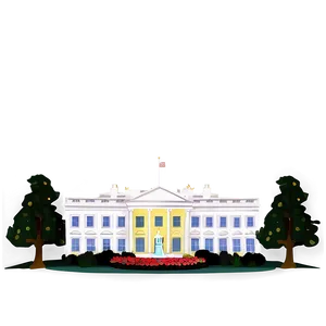 Nighttime Illuminated White House PNG 06252024
