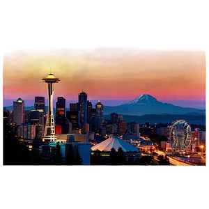 Nighttime Seattle Skyline View PNG Quo PNG