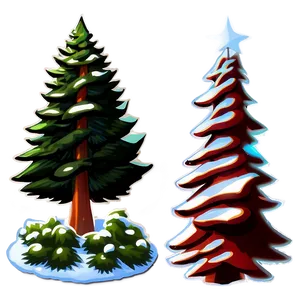 Nighttime Spruce Tree Scene PNG Qxv