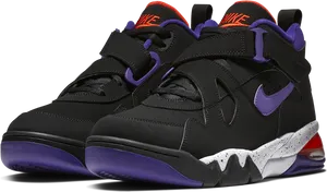 Nike Air Force High Top Sneakers Black Purple PNG image