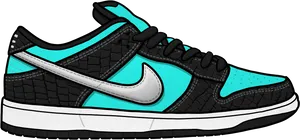Nike Air Force1 Low Black Teal Sneaker PNG image