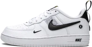 Nike Air Force1 Low White Black Swoosh PNG image