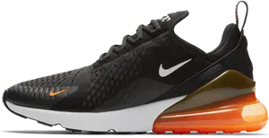 Nike Air Max270 Black Orange Sneaker PNG image