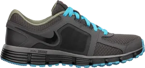 Nike Dual Fusion Running Shoe Black Blue PNG image