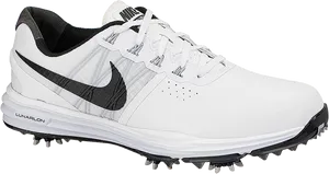 Nike Lunarlon Golf Shoe White Black PNG image