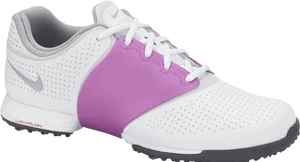Nike Lunarlon Golf Shoe White Purple PNG image