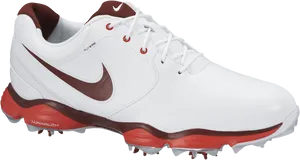 Nike Lunarlon Golf Shoes White Red PNG image