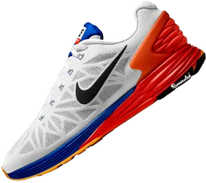 Nike Running Shoe White Blue Red PNG image