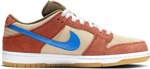 Nike S B Dunk Low Pro Tan Blue Swoosh PNG image