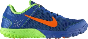 Nike Zoom Running Shoe Blue Green PNG image