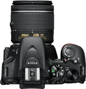 Nikon D S L R Camera Top View PNG image