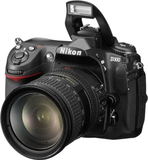 Nikon D300 D S L R Camerawith Flash PNG image