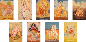 Nine Formsof Goddess Durga PNG image