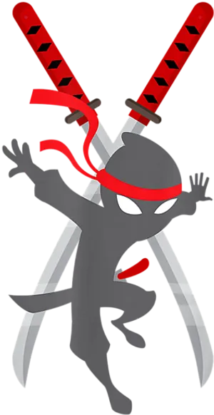 Ninja Cartoon Character With Swords PNG image