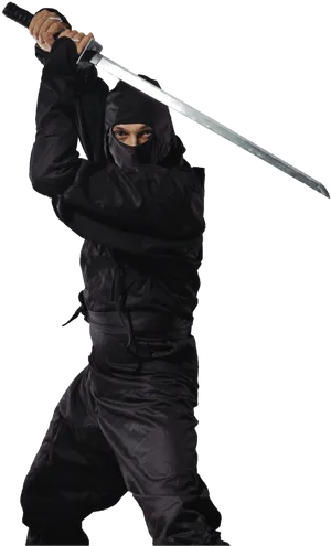 Ninja Warrior Posewith Sword PNG image