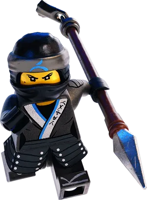 Ninjago_ Blue_ Ninja_ Lego_ Figure_with_ Spear PNG image