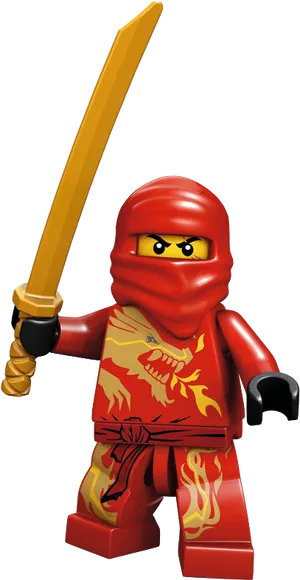 Ninjago Red Ninjawith Golden Sword PNG image