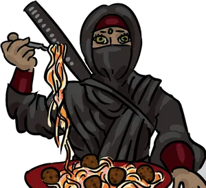 Ninjawith Spaghettiand Meatballs PNG