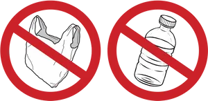 No Plastic Symbols Plastic Bag Bottle