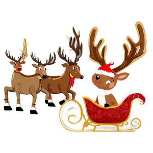 Noel Reindeer Sleigh PNG 26