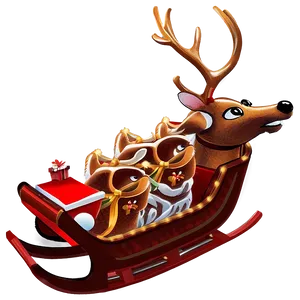 Noel Reindeer Sleigh PNG Hev PNG