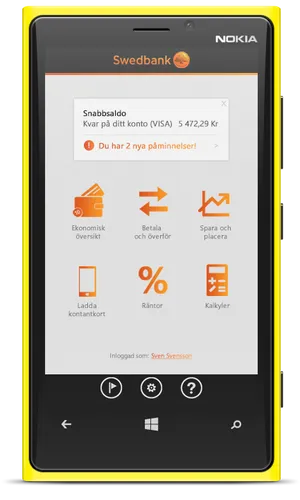 Nokia Smartphone Banking App Screen