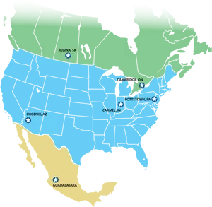 North America Mapwith Star Markers PNG image