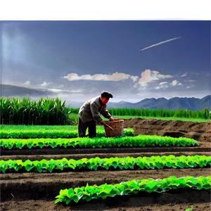 North Korean Farming Scene PNG Ywh