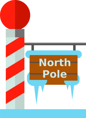 North Pole Signboard Illustration PNG image