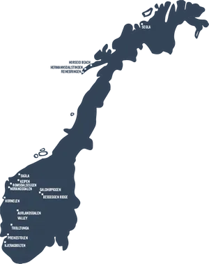 Norway Adventure Destinations Map PNG image