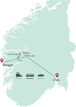 Norway Travel Route Map Bergen Oslo PNG image