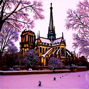 Notre Dame Winter Scene Png Oki PNG image