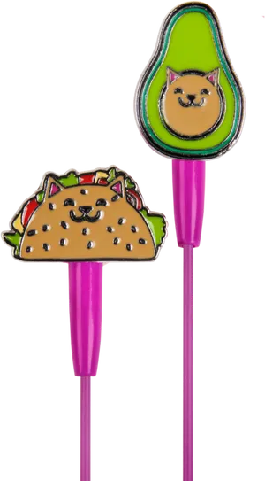 Novelty Avocado Cat Taco Earbuds PNG image