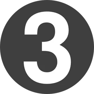 Number3 Icon Black Background PNG image