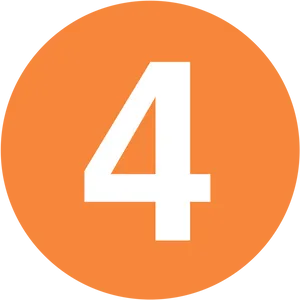 Number4 Icon Orange Background PNG image