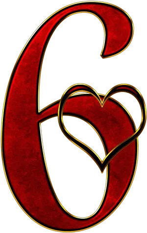 Number6 Love Heart Design PNG image