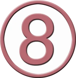 Number8 Icon Pinkand White PNG image