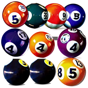 Numbered Pool Balls PNG 06292024