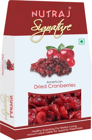 Nutraj Signature American Dried Cranberries Package PNG image