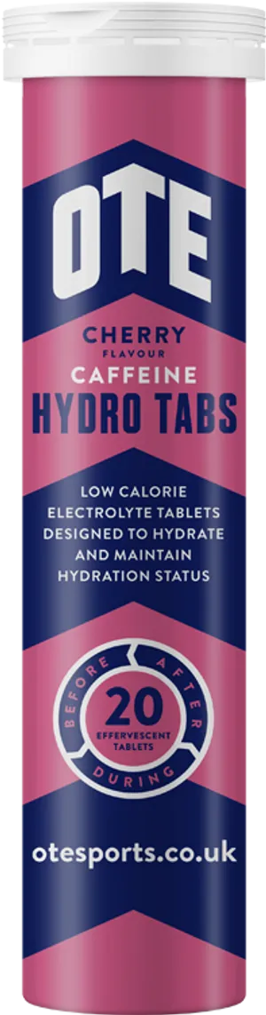 O T E Cherry Caffeine Hydro Tabs Product Packaging PNG image