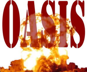 Oasis Band Name Explosive Backdrop PNG image