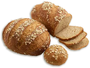 Oatmeal Topped Breadand Rolls PNG image