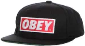Obey Branded Black Snapback Hat PNG image