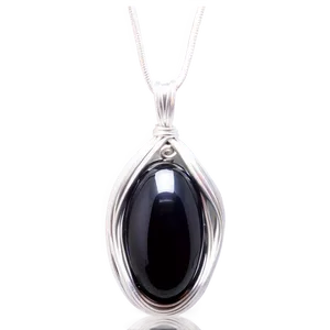 Obsidian Wire Wrapped Pendant PNG Fgb6 PNG
