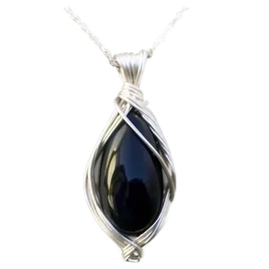 Obsidian Wire Wrapped Pendant PNG Vuh10 PNG