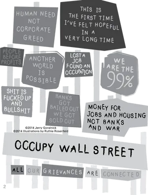 Occupy Wall Street Protest Signs Illustration PNG image