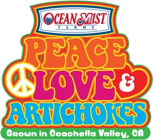 Ocean Mist Farms Peace Love Artichokes PNG image