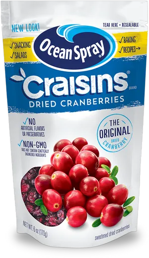 Ocean Spray Craisins Dried Cranberries Package PNG image