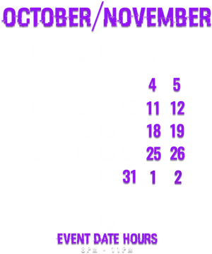 October November Event Calendar PNG image